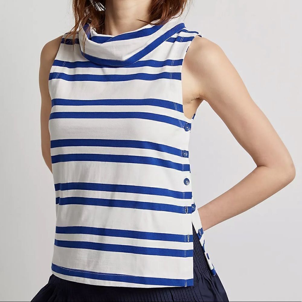 Anthropologie Maeve Sailor Cowl-Neck Top